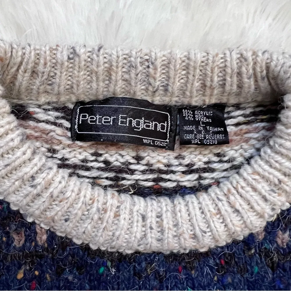 Vintage Upcycled Peter England Knit Sweater with Modern Sleeves